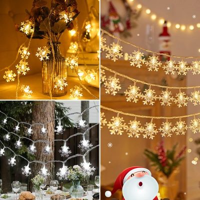 Światła sznurkowe (1.8m) w kształcie płatków śniegu | LEDFLAKES